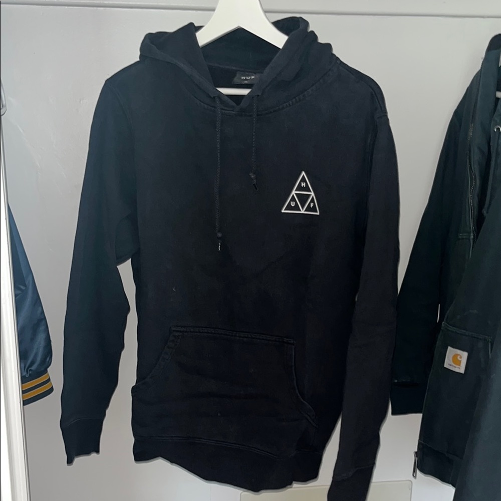 HUF Black Hoodie with Logo